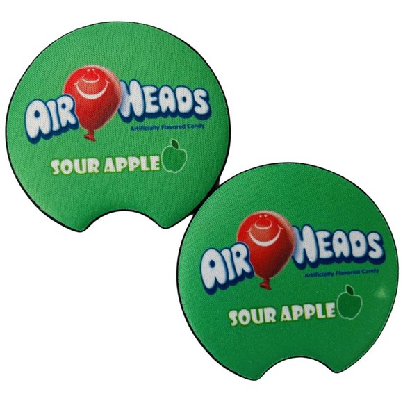 Car Coasters Air Heads Sour Apple Candy Snack Junk Food Set of 2 Neoprene Absorb - Picture 2 of 9